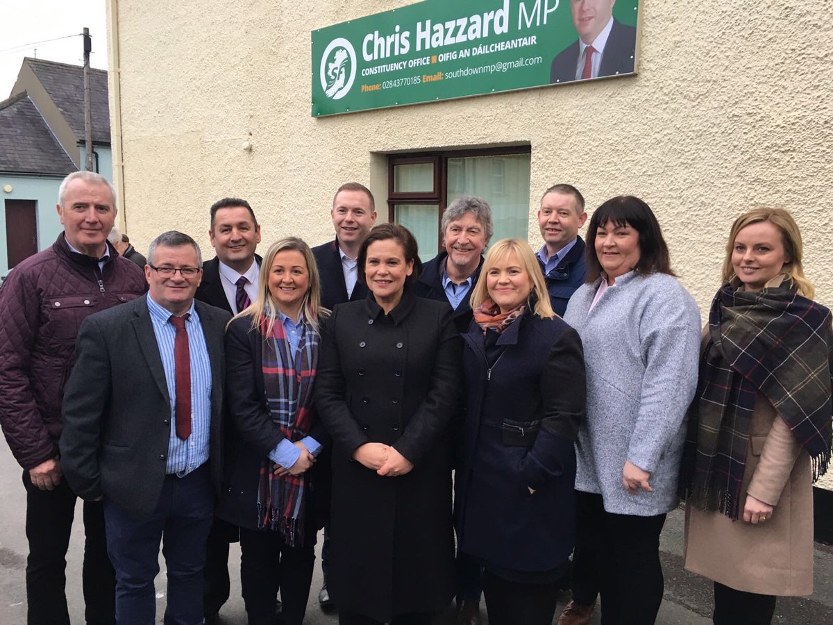 ChrisHazzardSF's tweet photo. Just home after a long day - positive development at court this morn with #Loughinisland families and then on to Castlewellan to open new #SouthDown MP office with @MaryLouMcDonald 🇮🇪 https://t.co/MuFJshWKmb