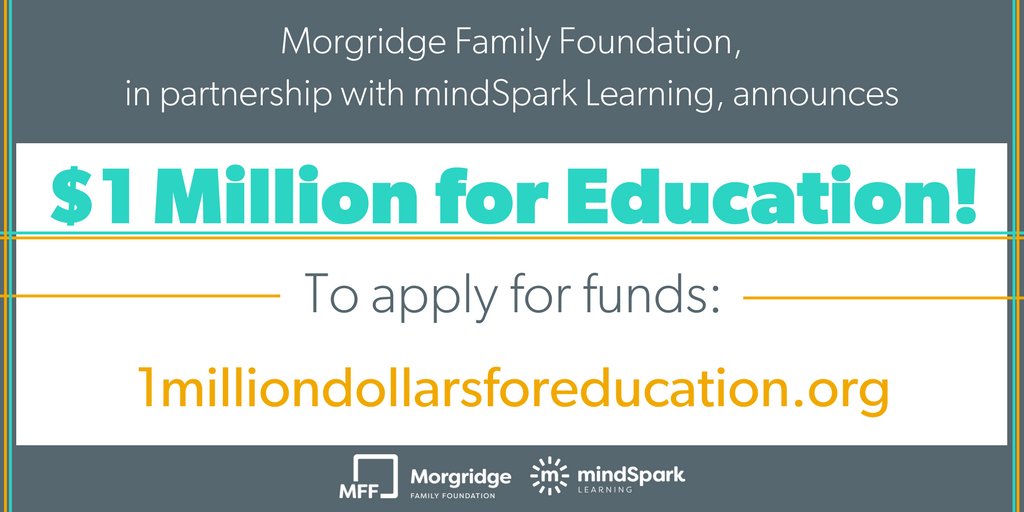 Want to apply? 1milliondollarsforeducation.org #sparkon #1milliondollars4edu <a href="/CarrieMorgridge/">Carrie Morgridge</a>