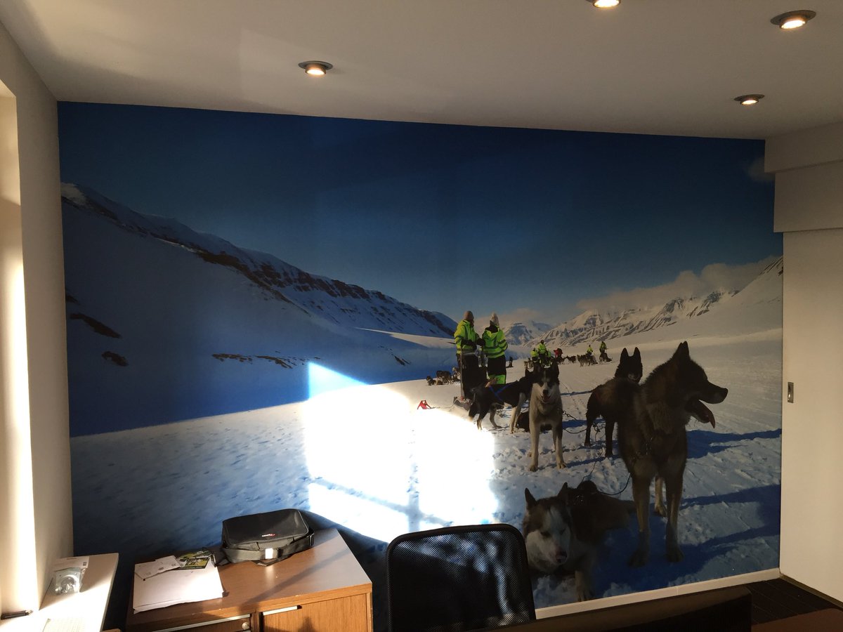 boostreclame's tweet photo. Textielbehang met fotoprint behangen in een mooi kantoorpand van @blue_bricks in samenwerking met Petra van Os Styling https://t.co/PVc0lUEkDa