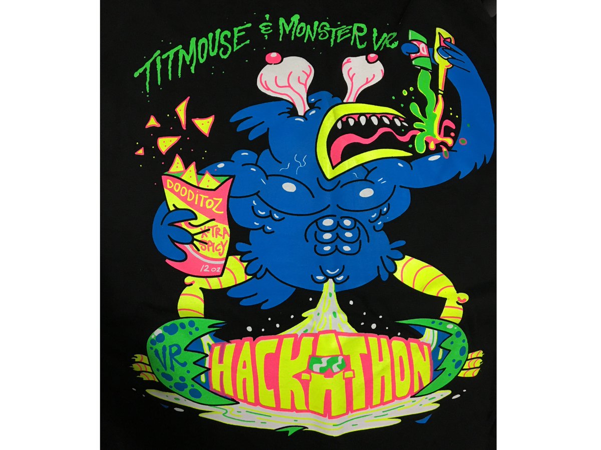 MonsterVR_'s tweet image. Stumbled upon our shirt from our Halloween-themed #hackathon with @TitmouseInc  @chrisprynoski . It was by far the kookiest and spookiest 🧛🏽‍♂️👻. Raise your hand if you were there 🙋🏻‍♀️🙋🏻‍♂️.  #vr #virtualreality