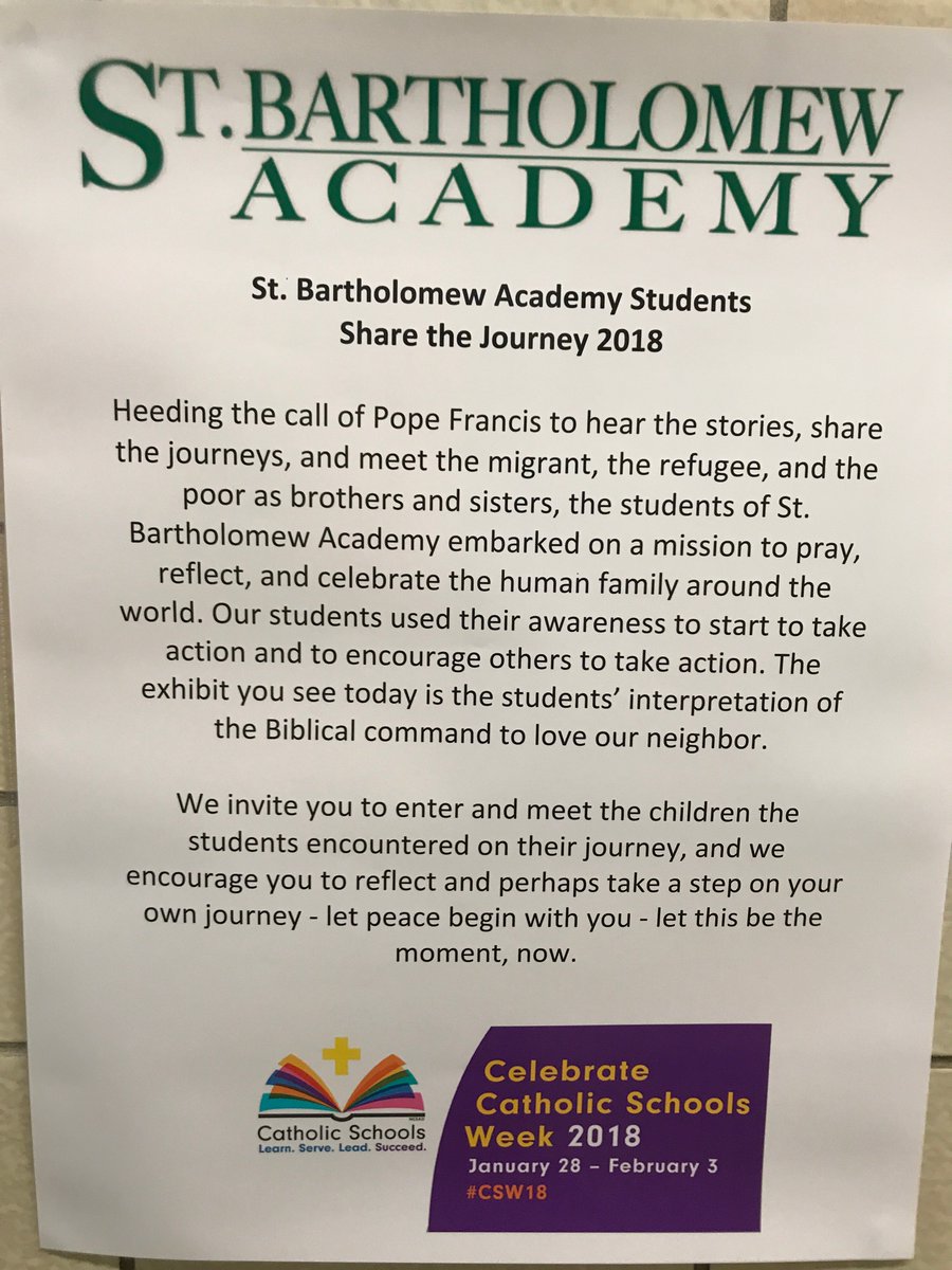 stbacademy's tweet photo. Join us on Sunday for a very special art exhibit- see how SBA students listened to the call of Pope Francis to Share the Journey. Here's a sneak peek. #CSW2018  #Sharethejourney #catholicrelief https://t.co/WgrybyH5q5