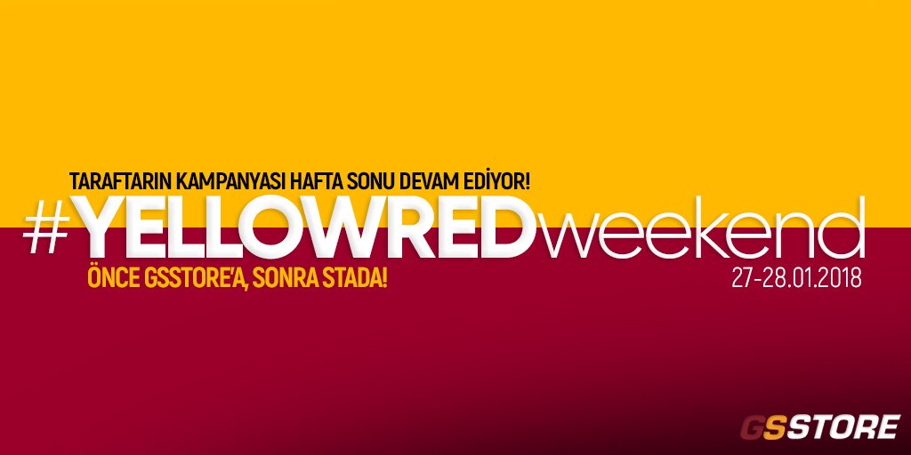Bu kez tarihi sahadaki aslanlarımız değil, taraftarımız yazdı! 

Muhteşem Galatasaray taraftarının kampanyası hafta sonu devam ediyor! #YellowRedWeekend

Önce <a href="/GSStore/">GSStore</a>, sonra @Galatasaray_TTA!