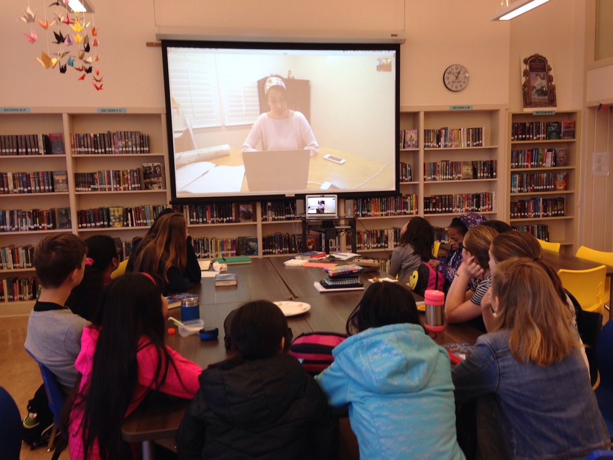 Library Book Club meeting with author Stacey Lee on Skype! We read her outstanding book, Outrun the Moon.