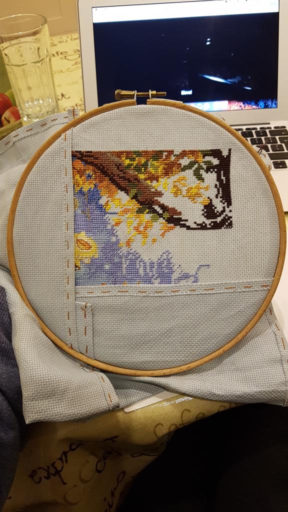 Mseng25's tweet photo. Still not even at a quarter of the way through! And I've had enough of brown thread...so much tree trunk 😪 https://t.co/YqnEpBnc6w