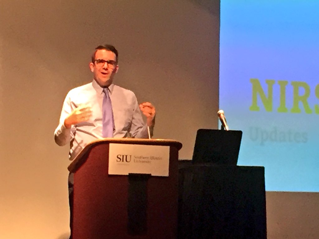 NIRSAPresident's tweet photo. Scott Vandermoon, your NIRSA Region III Representative leading the Profession Connection meeting at the @NIRSARegion3 Student Lead On. #LeadingIn2018 #Region3istheplacetobe #ElevateYourPath @depaulcampusrec https://t.co/mkv4B3E8r7