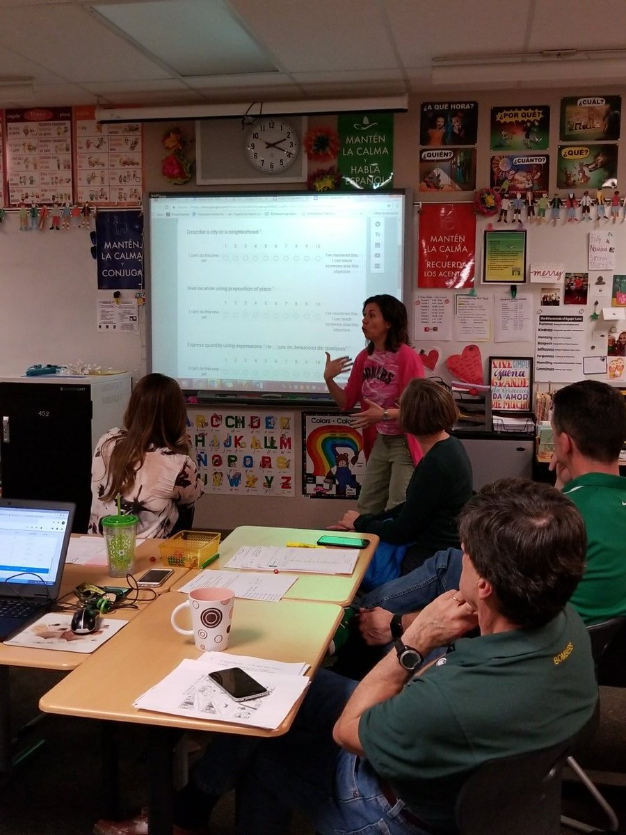 NAndersonRHS's tweet photo. World Language PLC in action.  Thanks for inviting me! You all rock!  @montanna_marty @kbernsteinRHS @MadameArnold #RHSteach https://t.co/bj8kskPvLw