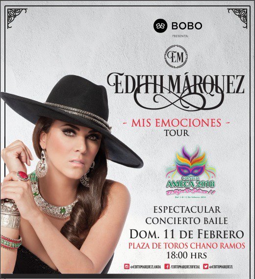 EdithMarquezL's tweet photo. Mis Marquezos, los espero este 11 de febrero en el Carnaval Ameca 2018, en Jalisco !! 🙏 Boletos en taquilla #EdithMárquezAmeca https://t.co/G4NRKKG4gU