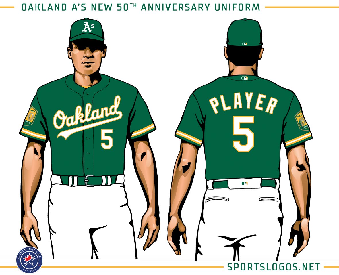 Chris Creamer  SportsLogos.Net on X: Oakland #Athletics unveil new Kelly  Green alternate jersey to celebrate their 50th anniversary. Our post with a  few more details:   / X