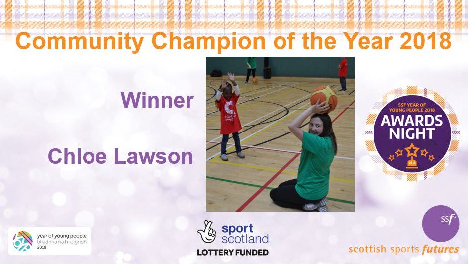 SSF_Futures's tweet photo. Congratulations! Chloe Lawson is the winner of our Community Champion of the Year Award sponsored by one of our partners @melvincreative #SSFAwards18 #YOYP2018 #ChangingLivesThroughSport https://t.co/pL7wXaebxH