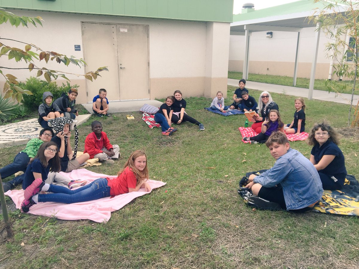 weese_kim's tweet photo. We were able to get outside to enjoy the nice weather today while reading a few chapters in our novel study “Land Remembered”. Great way to end Literacy Week!! #IRCLW @Disfordemocracy @robyn_bethel @Jjalderton @TheresaEure @IRSuper1 ☠️❤️📚 https://t.co/cyGMKUjkNZ