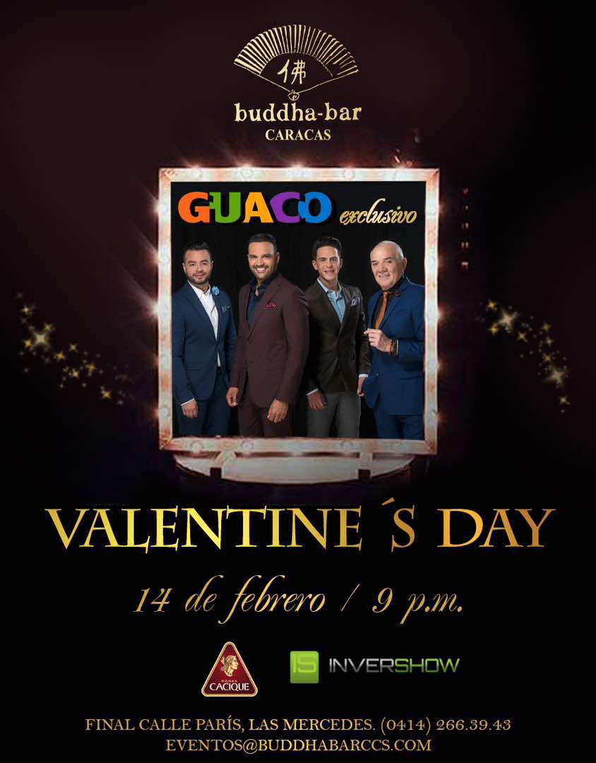 ⭐⭐⭐⭐⭐ EXTRA → ¡Atención Guaqueros en #Caracas! → Los invitamos a celebrar el Día de los Enamorados con un extraordinario concierto de GUACO ← el #14feb en <a href="/BuddhaBarCCS/">Buddha Bar Caracas</a>

¡No te quedes con las ganas...! Ψ

#GuacoEsVenezuela #concierto #DíaDeLosEnamorados #ValentinesDay