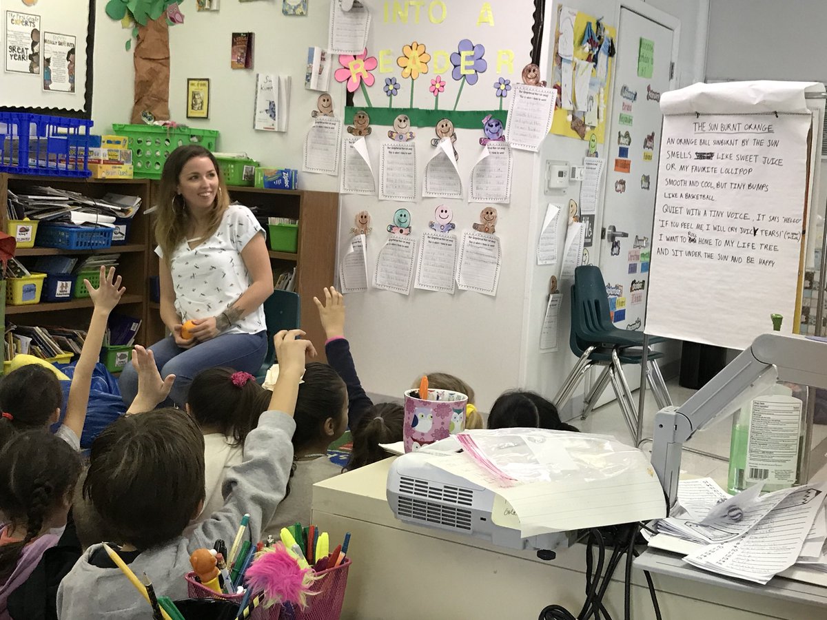 Hondushannon's tweet photo. Ms Sierra was able to pull this poem out of our students with a simple orange. “Juicy tears” is snap worthy! Thank you #jasontaylorfoundation ! #gatorrunrocks #poetry @JackieGrasinger https://t.co/mB9MOzGoHE