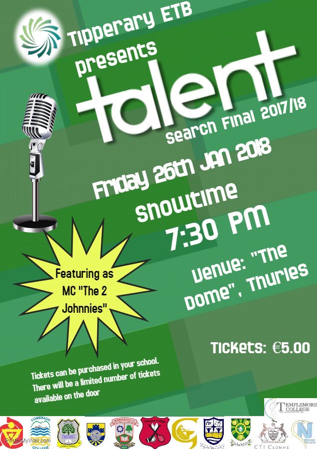 Massive well done to all our contestants in this year's #tetbtalent show tonight.. Congrats to the Junior winner Michaela from <a href="/StAilbesSchool/">StAilbesSchool</a> and to the Senior winner the Choir from <a href="/ColDunIascaigh/">ColáisteDúnIascaigh</a> Thanks to our judges, our MCs the #2johnnies, @Podge1211 &amp; everyone for attending