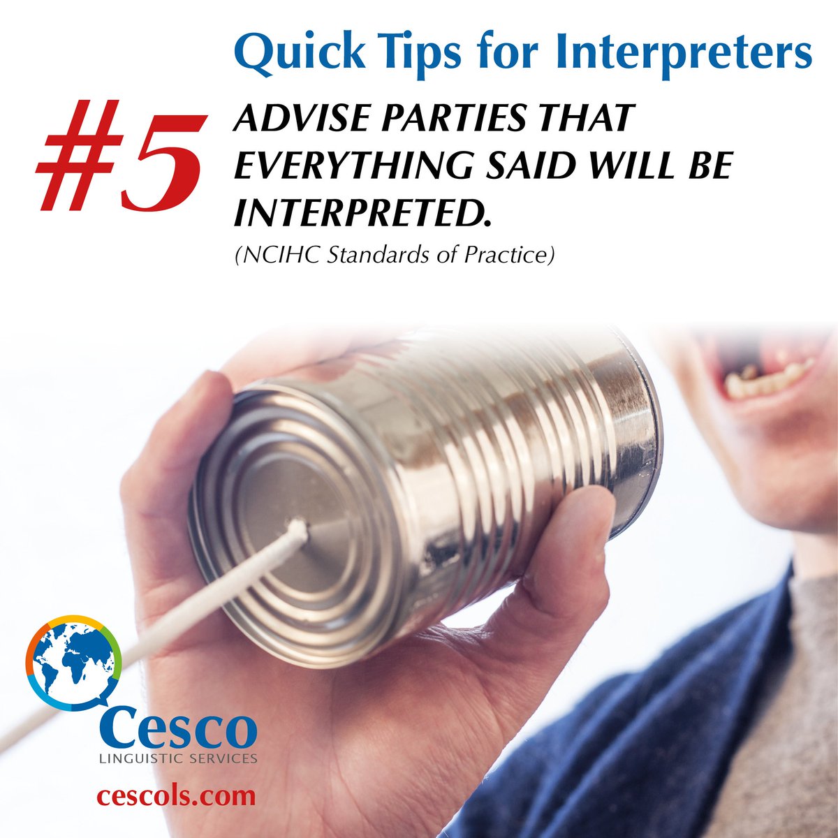 cescolstweets's tweet image. #tipsforinterpreters #interpreters #NCIHC #standardsofpractice #cescolinguisticservices