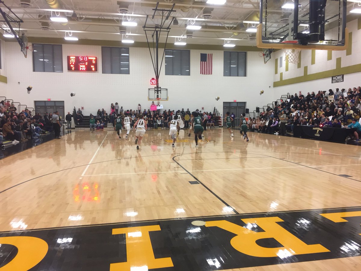 FCPSAthletics's tweet photo. Great crowd on hand for this Friday night CMC Spires Division Girls’ 🏀 game between host @CadetAthletics & visiting @ths_gbb.
#CoachesvsCancerWeek 💜 https://t.co/G2E3K1wMd3