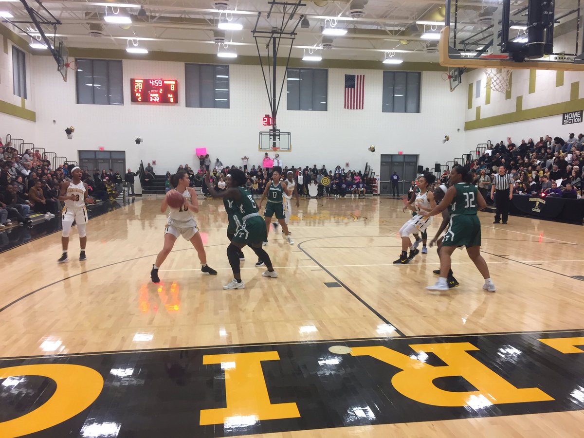 FCPSAthletics's tweet photo. Great crowd on hand for this Friday night CMC Spires Division Girls’ 🏀 game between host @CadetAthletics & visiting @ths_gbb.
#CoachesvsCancerWeek 💜 https://t.co/G2E3K1wMd3