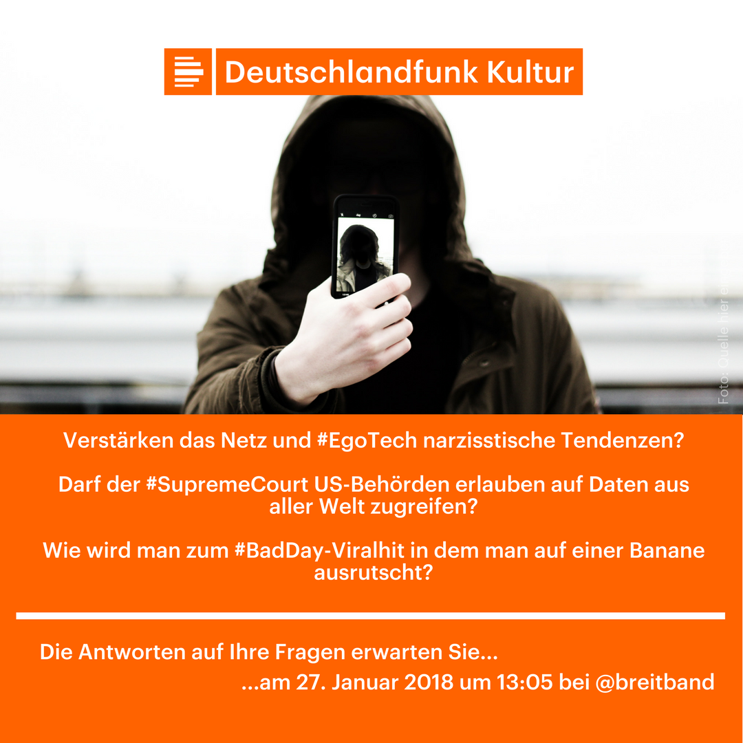 breitband's tweet image. Hashtags für die heutige  Sendung: #EgoTech, #SupremeCourt und #BadDay. Ab 13:05 mit @katjabigalke live auf @dlfkultur.