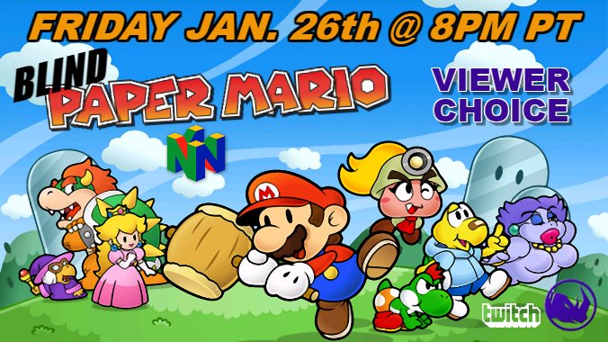 IndigoCharge's tweet image. Paper Mario for the Viewer Choice Stream in 45 minutes!!! Oh I am so excited to finally play this game!!! #PaperMario #BlindPlaythrough #IndigoChargers