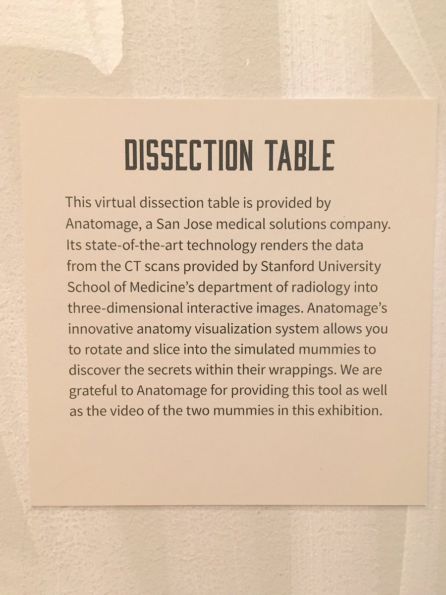 MSandArchives's tweet photo. Finally got to #KlimtxRodin @legionofhonor today. But what really caught my eye was the digital dissection table from @Anatomage letting visitors dig into Cat scans of mummified remains. So cool! https://t.co/RfjoX1GPzg