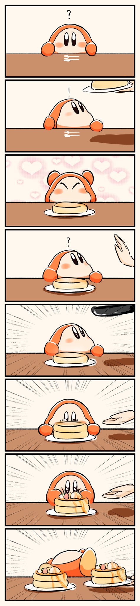 うれしそうなワドルディが天使 星のカービィ のワドルディに唐突にパンケーキをあげた漫画が萌え死ぬかわいさ ねとらぼ