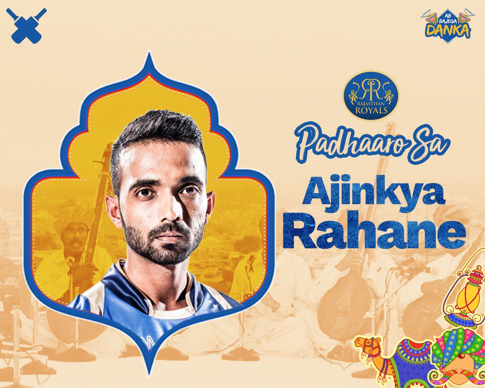 Rajasthan Royals (@rajasthanroyals) on Twitter photo #PadhaaroSa <a href="/ajinkyarahane88/">Ajinkya Rahane</a>!
Welcome back to the Royals!
Great to have you back with us.
We're going to create a lot of #HallaBol together!
#AbBajegaDanka #IPLAuction #IPL2018 #PadhaaroSa <a href="/ajinkyarahane88/">Ajinkya Rahane</a>!
Welcome back to the Royals!
Great to have you back with us.
We're going to create a lot of #HallaBol together!
#AbBajegaDanka #IPLAuction #IPL2018