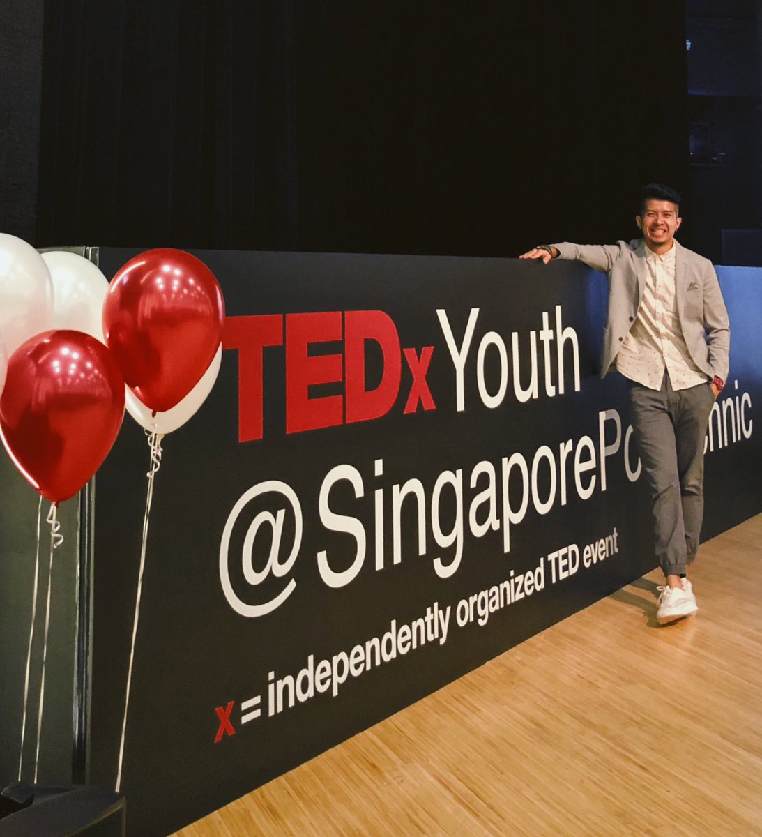 iampingpong's tweet photo. Relieved and feeling great after addressing an auditorium of students and lecturers at my first @TEDx presentation #TEDxSingapore https://t.co/P3zIauxpbE