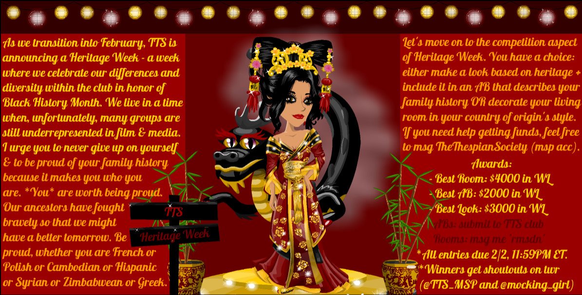 mocking_girl's tweet photo. New TTS Comp! In honor of Black History Month, let's bring February in with a bang by celebrating diversity in MSP. Huge rewards for winners, and fun for all who participate :) I look forward to seeing your entries! https://t.co/7g7Ba582Jf
