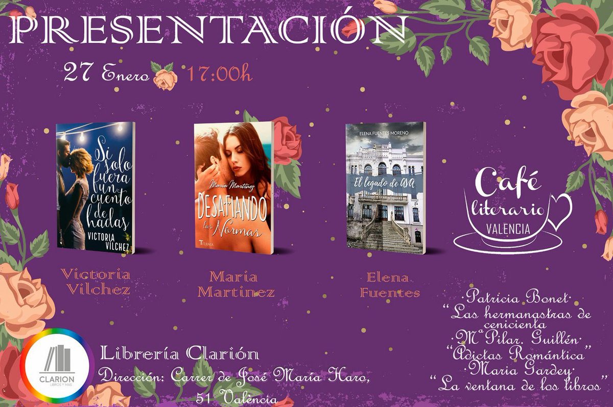 adictasromantic's tweet photo. Buenos días! Ya estamos a sábado.¿Planes para hoy?  Hoy es el @cafelitvlc Asi que a las 5 os esperamos en Librería Clarion.
Al final @Mariet_Martinez no puede asistir. 
Lo vamos a pasar genial ❤️ https://t.co/OrE9ejueYc