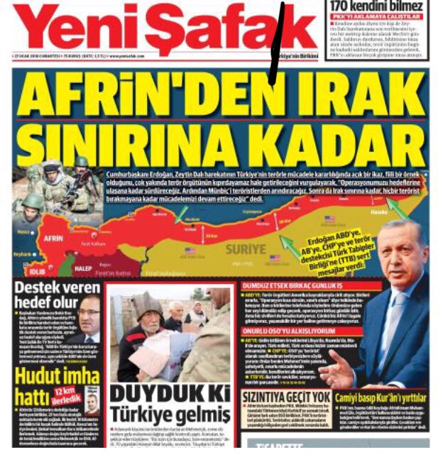 KoridoR Öyle değil böyle olur.

ZeytinDalı Barış Harekatında Hedef Belirlendi 
Afrinden Irak sınırına kadar Temizlenecek Durmak yok yola Devam.

Rabbim Kahraman Ordumuzu Muzaffer Eylesin.

Şehitlerimizin Mekanı Cennet olsun 

Amin.