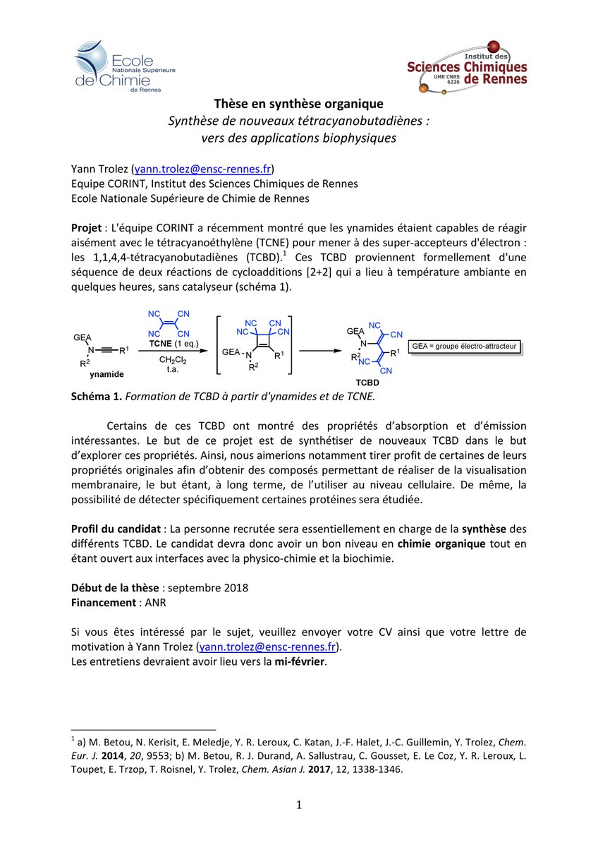 Lsamm Group Phd Offer In Organic Chemistry Univrennes1 Lsamm Group Phd Offer In Organic Chemistry Univrennes1