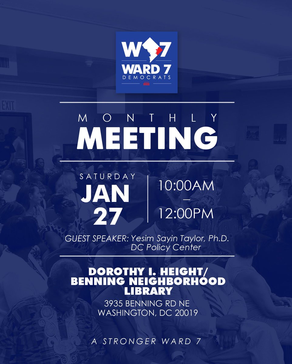 Today: join <a href="/VinceGrayWard7/">Vince Gray</a> <a href="/AnitaBondsDC/">Anita Bonds</a> as well discuss empowering ward 7 with guest speaker <a href="/yesimsy/">Yesim Sayin</a> of the <a href="/dcpolicycenter/">D.C. Policy Center</a>   Also donate a children’s coat for our Ed Potillo Coat Drive.   <a href="/Ward7EdCouncil/">Ward 7 Education</a>  <a href="/Ward7DCBizPopUp/">ward7</a> @Wards7_8CmtyCal <a href="/DCMOCA/">Mayor's Office of Community Affairs</a> <a href="/eastbank_dc/">East Bank DC</a> <a href="/OnTheTerraceDC/">River Terrace C. O.</a>