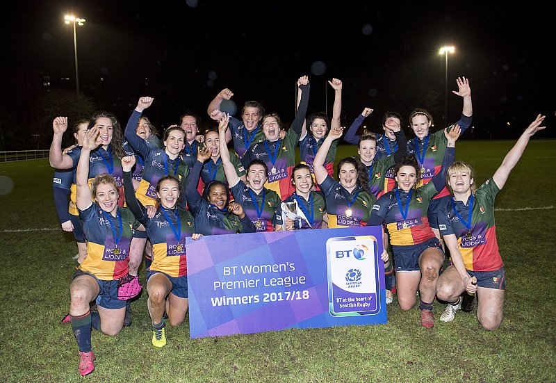 Scotlandteam's tweet photo. #BTWPrem 🏆 | Congratulations to @hilljillsrugby who secured the 2017/18 BT Women's Premier League with a bonus point victory at home 👏 https://t.co/r9ZlULuKMY