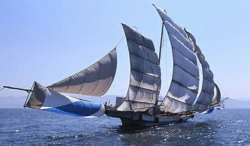 wrathofgnon's tweet photo. In Japan prawn and shrimp fishing is still done with beautiful sailing vessels. The engineless ships can use nets to catch the shrimp without damaging the eelgrass habitat. Engines would limit the fishing to baited baskets which alters the quality (taste) of the catch. https://t.co/dBEPL523PY