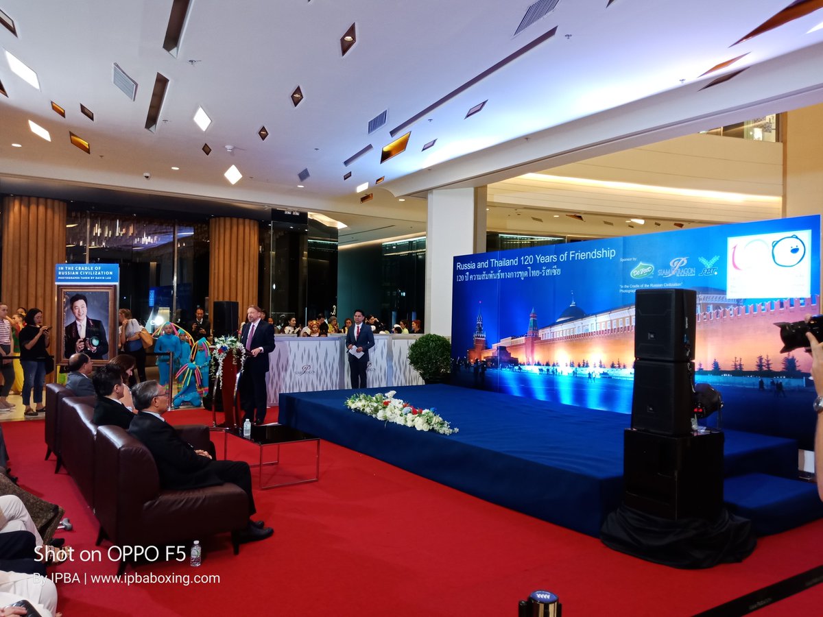ShaheAli's tweet photo. Glad to meet H.E. Mr. Kirill Mikhailovich Barsky, Ambassador of the Russian Federation to the Kingdom of Thailand, Mrs. Olga Vladimirovna Barskaya, Delegates and Officials of Russia and Thailand &amp; Mr. S. Manchanda at Russia and Thailand 120 Years of Friendship. #IPBABoxing #AKBF https://t.co/GZjqvtIwY9