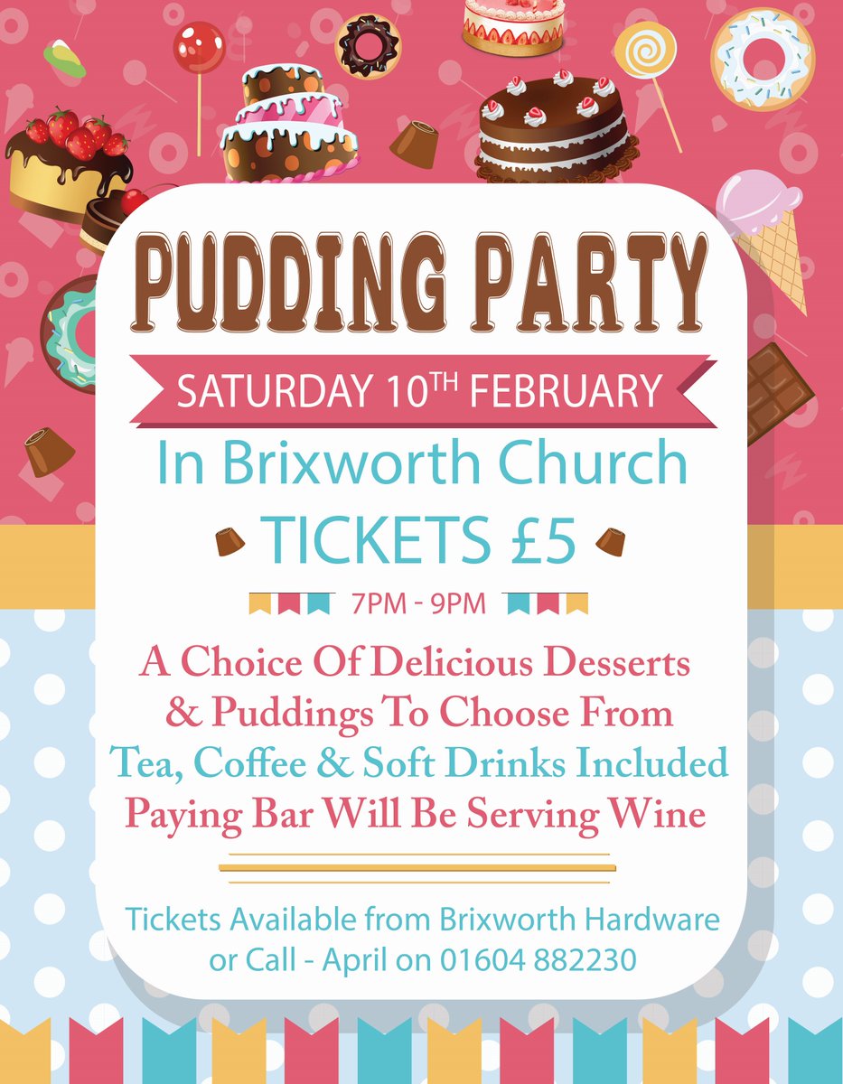 Don’t miss our pudding party on Feb 10th? @RevRichardColes  can we tempt you over from Finedon?