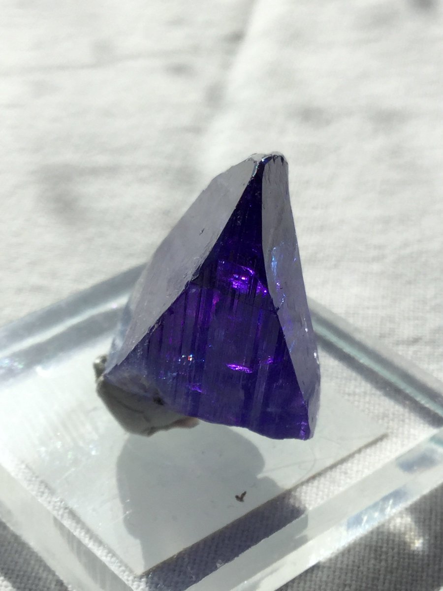 nibisidhiann's tweet image. 池袋のミネラルショーで出会ったこのタンザナイトは本当に逃すと一生後悔すると思った
正面から見ると理想的な青色が、横から見ると美しい紫色が楽しめる
ずっと眺めていられる