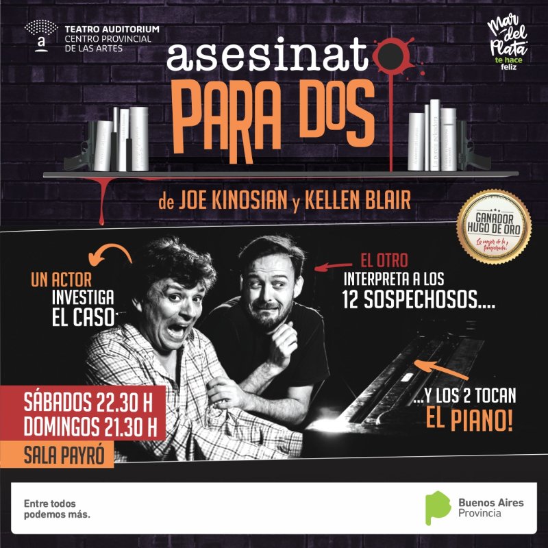 Entradas a la venta en la boletería del teatro, punto de venta shopping <a href="/LosGallegos/">Los Gallegos</a> y on-line <a href="/Plateanet/">Plateanet</a> <a href="/asesinatopara2/">asesinatoparados</a> <a href="/HernanMatorra/">Hernán Matorra</a> <a href="/Santioteroramos/">Santiago otero ramos</a> @gabygoldman74 <a href="/JuanIacoponi/">Juan Iacoponi</a> @BA_Cultura