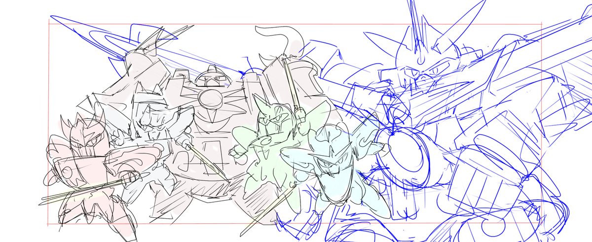 大河広行 山田隆弥 Sur Twitter ガンジェネシスのパッケージイラスト この横幅にどうやって収めようかと悩んで あえてセンターに集中させずずらした上で この商品単体では出来ないガンジェネシスをバックに配置させました で ラフだけでも