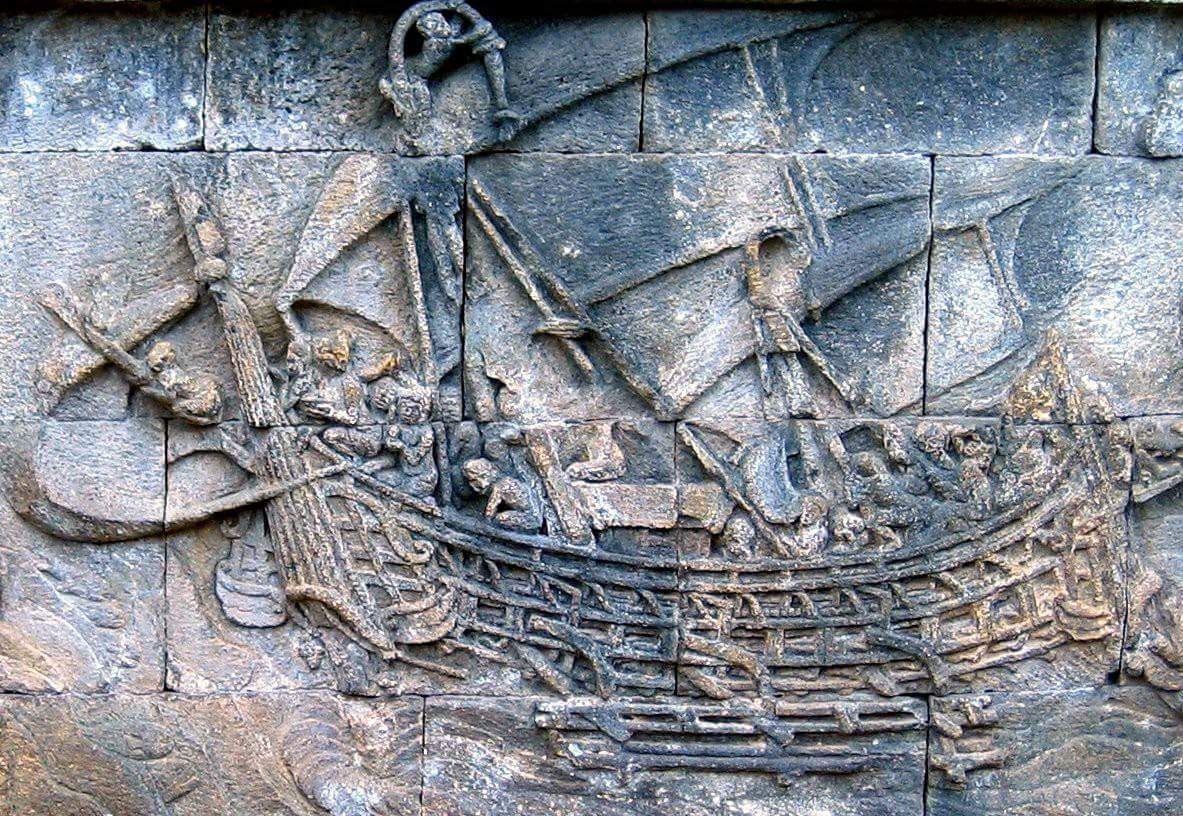 Thread on ancient naval defence system of India1)Relief depicting naval vessel, Borobudur Temple, Java(Indonesia)Dated: ~8th century CE or olderEven before the accounts of the 1st century BC, there were written accounts of Shipbuilding and war-craft at sea.
