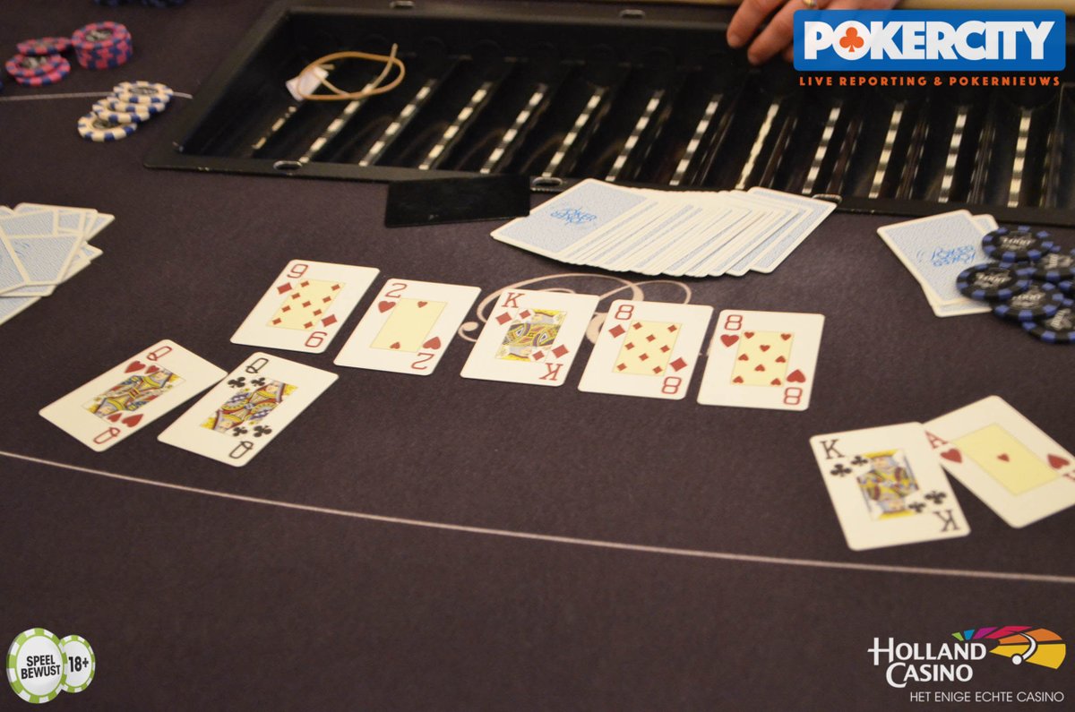 PokerCityNL's tweet photo. #UtrechtPS: Na 45 minuten hand over hand spel is de money bubble eindelijk gebarsten. Pascal van den Brand bust Anil Ozdemir met AK>QQ. We are in the money!! https://t.co/xHPjEbTerx @PokerSeriesNL https://t.co/f2NsavhfzY