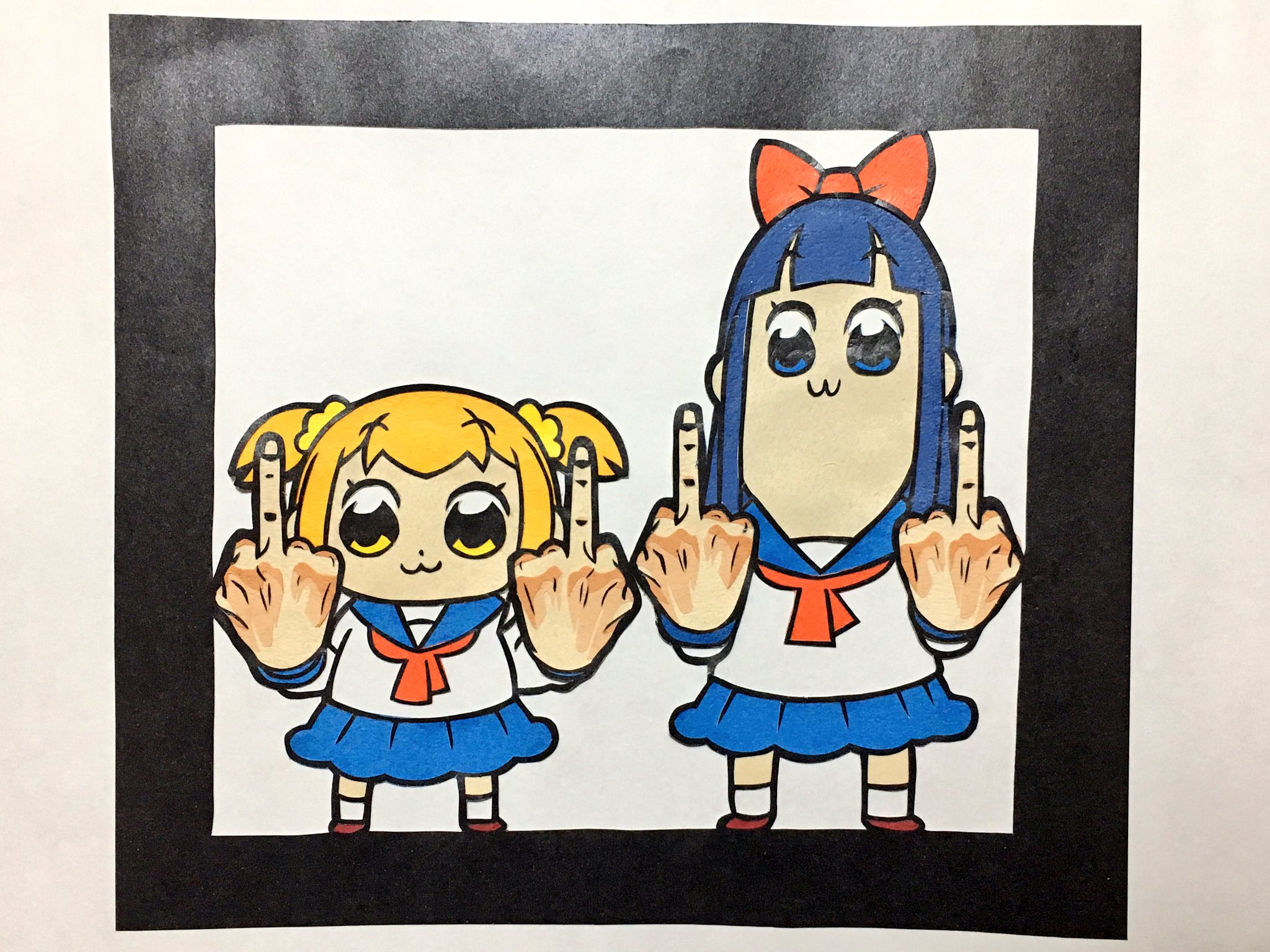ぶどうぱん 切り絵 ポプテピピックより ポプ子とピピ美を切らせていただきました 久しぶりのカラー切り絵です 切り絵 Pptp ポプテピピック いいと思ったらrt T Co Dfkfm4v4zu Twitter