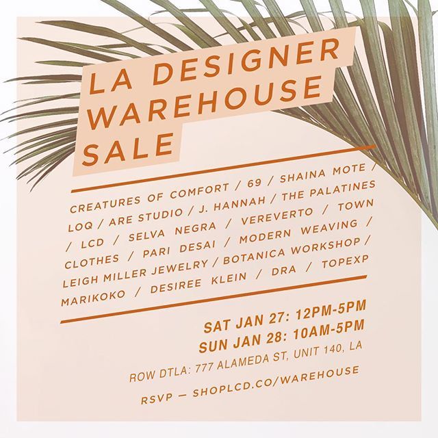 This weekend is @shoplcd’s LA Designer Warehouse Sale! Come and shop the deals from LCD’s favorite local, independent brands. ift.tt/2DEN4bD