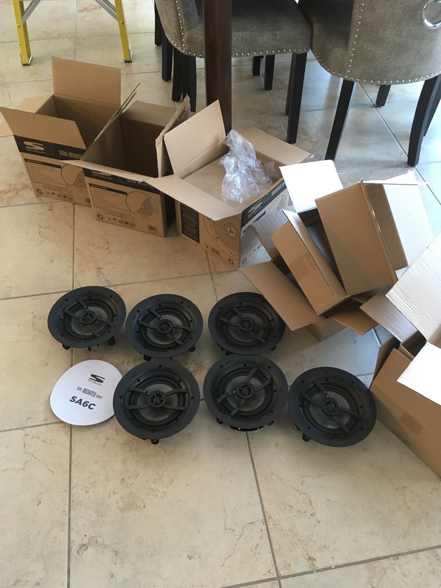 Quick inspection before installing is always a good idea. Never used/heard these before. Time to give them a whirl.  #liveinstall #inceilingspeakers