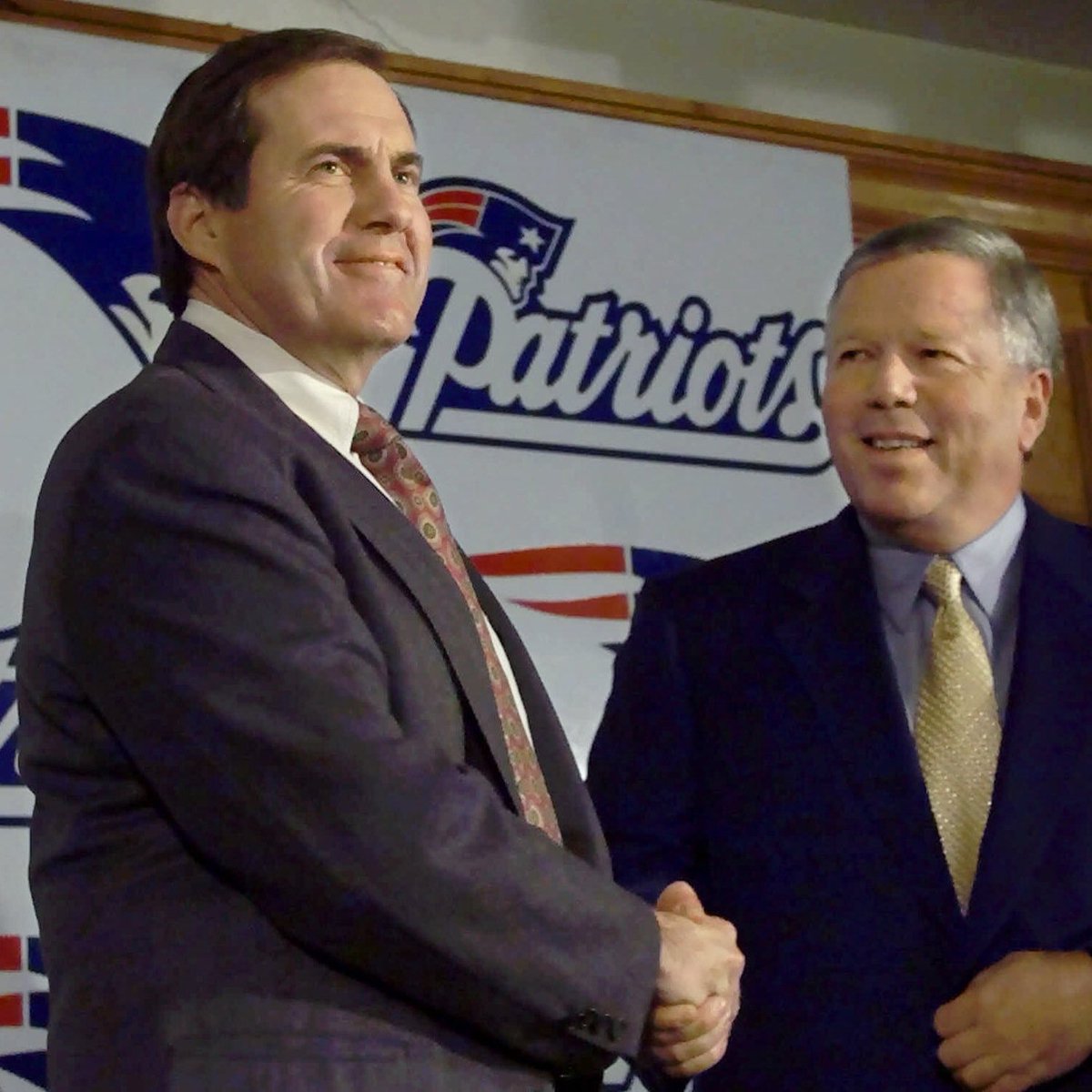 Patriots's tweet image. #OTD 18 years ago: Bill Belichick is named head coach of the #Patriots. #GoPats
