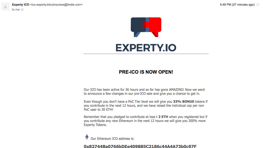CryptoFollowrs's tweet image. #Experty Scam Don't send any ETH or BTC.