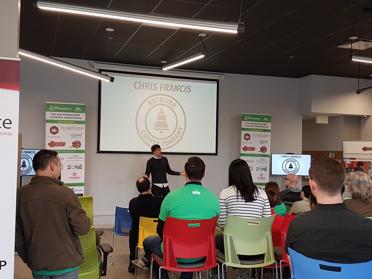 PEIstartup's tweet photo. Thank you Chris Francis, co-owner of @Receivercoffee for your insightful Keynote at Startup Zone for Techstars Startup Weekend PEI! #Coffee #SWPEI #PEI https://t.co/hlFkA5UsPD