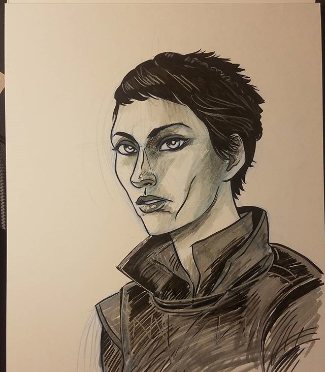 TimeFiddler's tweet photo. Finished this Cassandra commission that took me all of maybe an hour and half but actually two years since I was asked to do it :/ but here it is in time for #Lumacon later today.
#commissions #cassandra #dragonage #ink #art https://t.co/5Wje98fRtO https://t.co/1RUpor7mE4