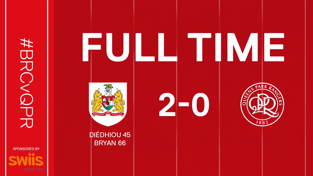 FULL TIME: #BristolCity 2-0 QPR. #BRCvQPR