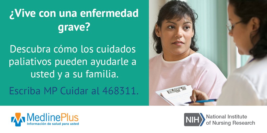 HHSLatino's tweet photo. ¿Vives con una enfermedad grave? Descubre cómo los cuidados paliativos pueden ayudarte a ti y a tu familia. Escribe ‘MP Cuidar’ al 468311 https://t.co/KCzSv6lp1B #palliativetexts https://t.co/PStruyHG6N