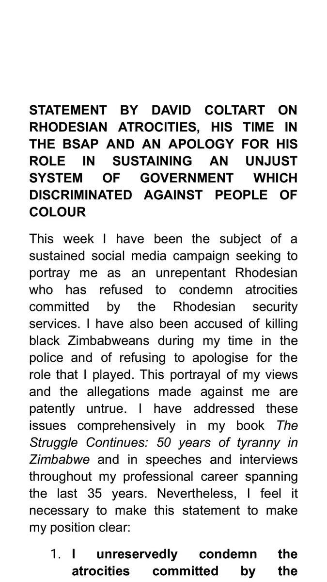 <a href="/DavidColtart/">David Coltart</a>  made a clear example of an apology and acknowledgement of the past wrong. @NPRCZim should all persons directly or indirectly involved in past violations do the same, then our Transitional Justice bid is a win <a href="/HealZim/">Heal Zimbabwe Trust</a> @rawedges <a href="/BBCWorld/">BBC News (World)</a> <a href="/P_VanDamme_EU/">Philippe Van Damme 🇪🇺🇺🇦</a> <a href="/matigary/">mmatigari</a>